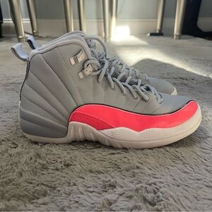Air Jordan 12 Wolf Gray and Racer Pink size 5Y
